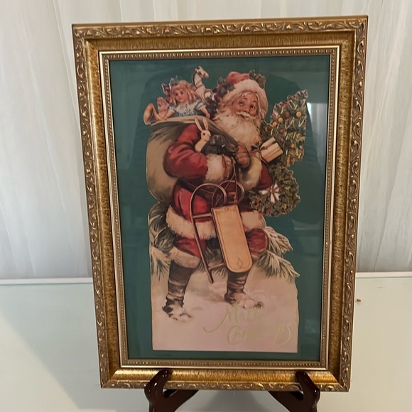 Vintage Gold Framed Santa Print - Picture 1 of 8